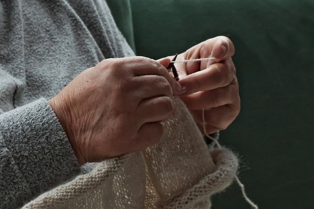 knitting needles craft workspace