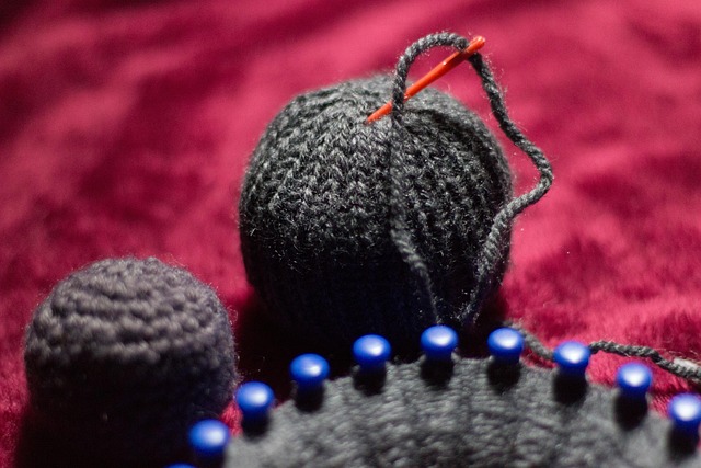 knitting needles craft workspace